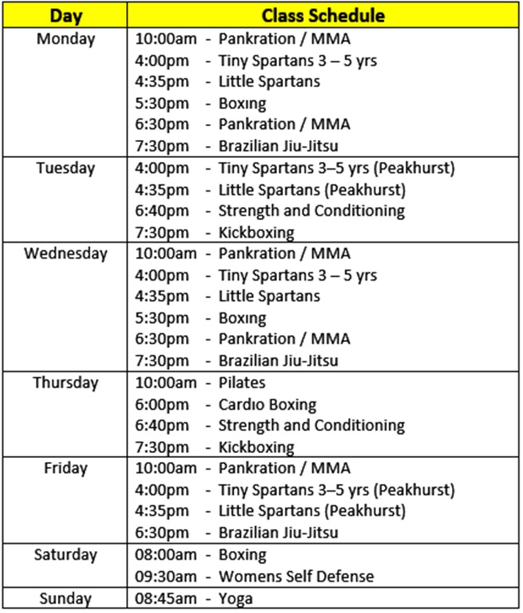 Class Schedule